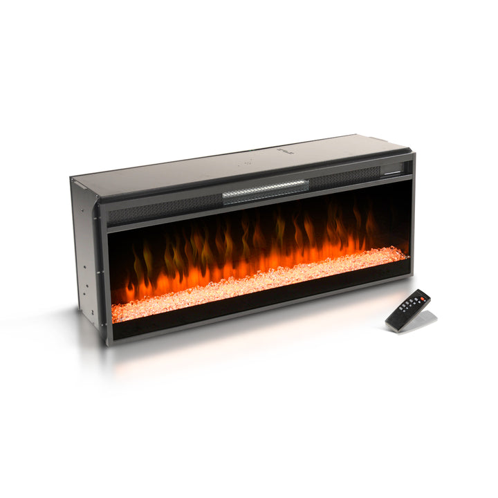 Sunny Designs 42" Electric Fireplace Insert 3658C-FPI with Crystals and remote angled image