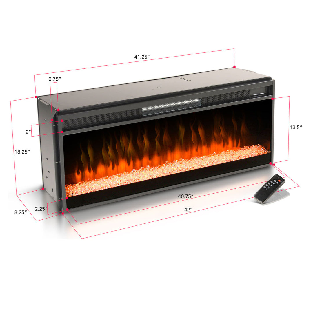 Sunny Designs 42" Electric Fireplace Insert 3658C-FPI with crystals, remote and dimensions