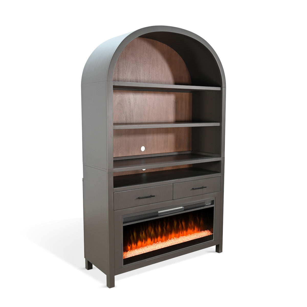 Sunny Designs Arch Bookcase with Electric Fireplace