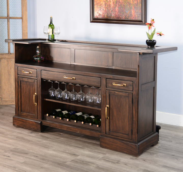 Sunny Designs Coffee Bean Bar 4002CB with wine glasses and bottles stored in bar