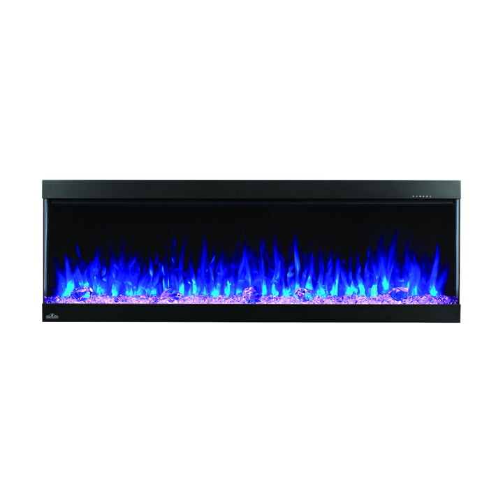 Napoleon Trivista Pictura 50" Wall-Mount Electric Fireplace NEFL50H-3SV with blue flames and purple crystal embers