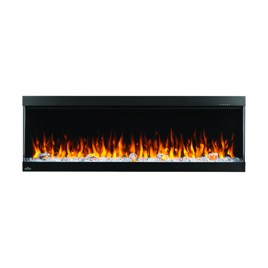 Napoleon Trivista Pictura 50" Wall-Mount Electric Fireplace NEFL50H-3SV with orange flames and crystals