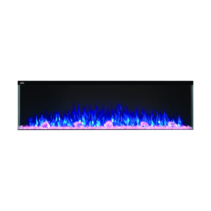 Napoleon Trivista Primis 60" Built-In Electric Fireplace NEFB60H-3SV with crystals, blue flames, and pink embers