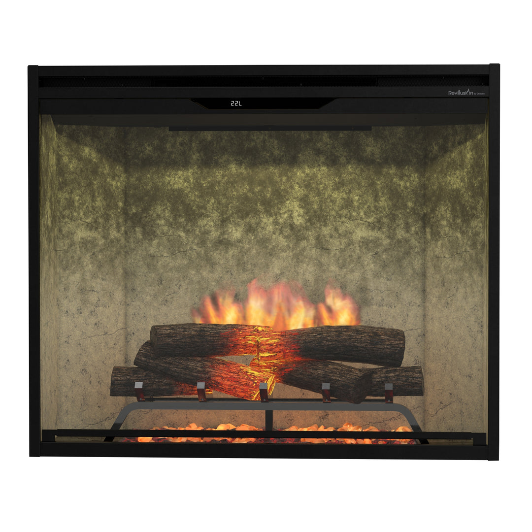 Dimplex Revillusion 36" Portrait Built-In Firebox with Weathered Concrete Brick Background - REV36P-WC / 500005136