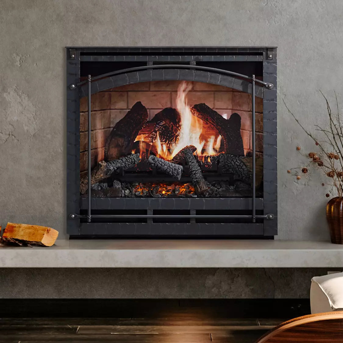 SimpliFire Inception 36" Built-In Electric Fireplace - SF-INC36 with Chateau Forge front