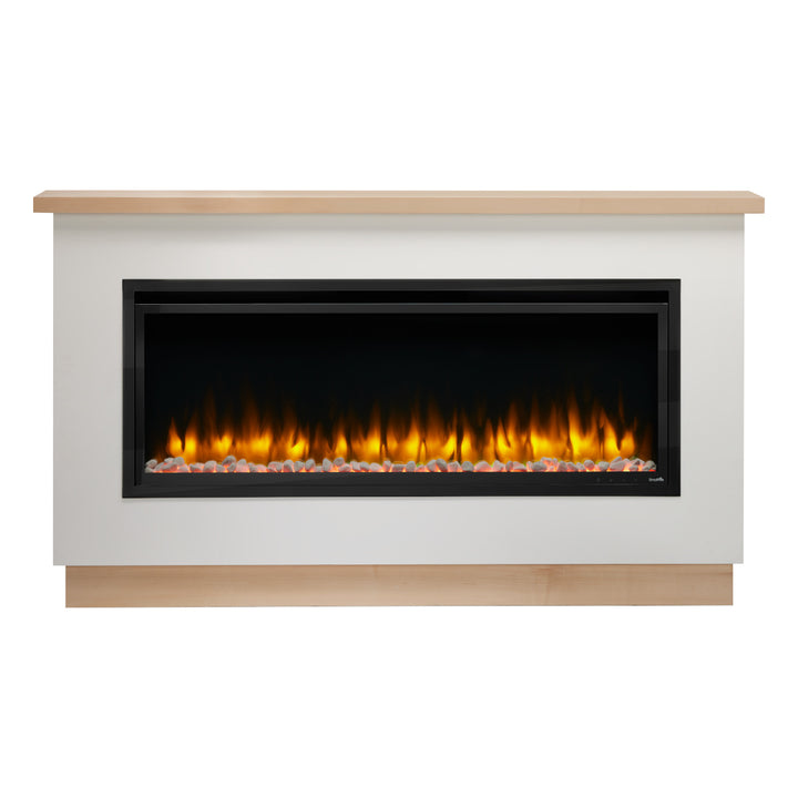 SimpliFire 50" Allusion Platinum Linear Electric Fireplace SF-ALLP50-BK in ready to finish mantel
