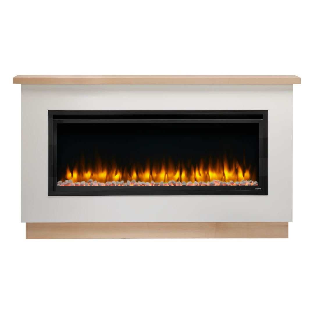 SimpliFire 50" Allusion Platinum Linear Electric Fireplace SF-ALLP50-BK in ready to finish mantel