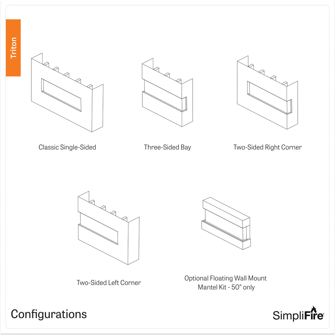 SimpliFire Triton 3-Sided Linear 50" Electric Fireplace SF-TR50