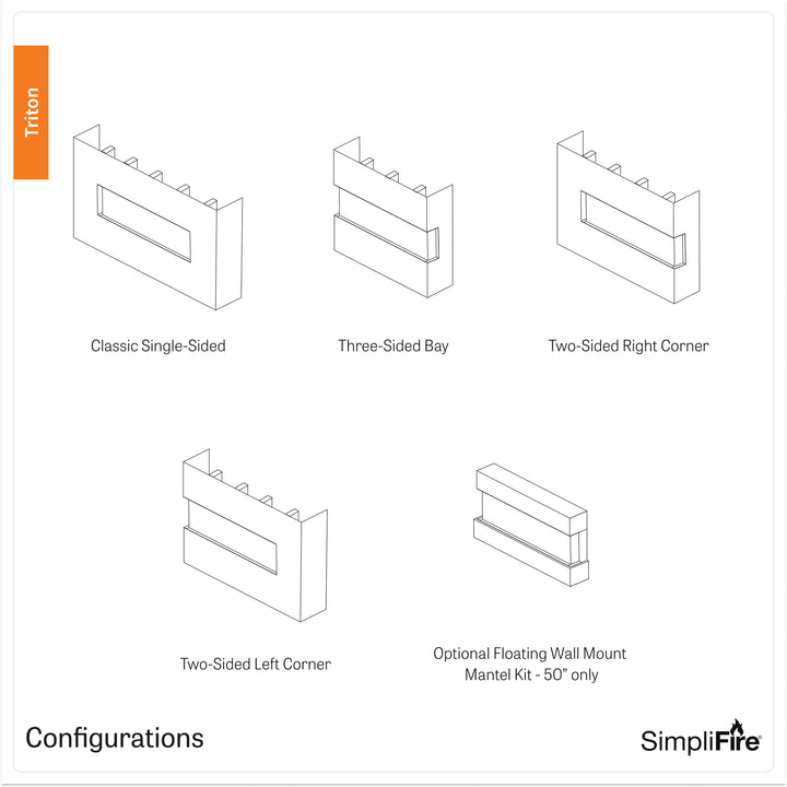 SimpliFire Triton 3-Sided Linear 50" Electric Fireplace SF-TR50