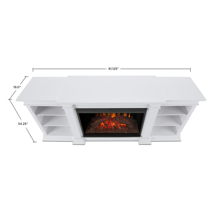 Real Flame Eliot Media Console in White with Grand Electric Fireplace - 1290E-W