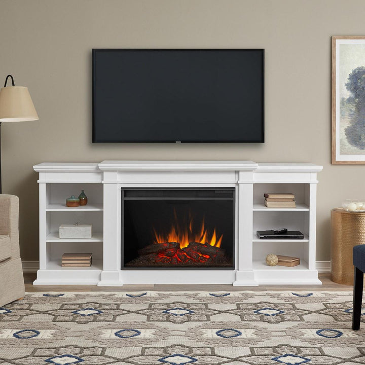 Real Flame Eliot Media Console in White with Grand Electric Fireplace - 1290E-W