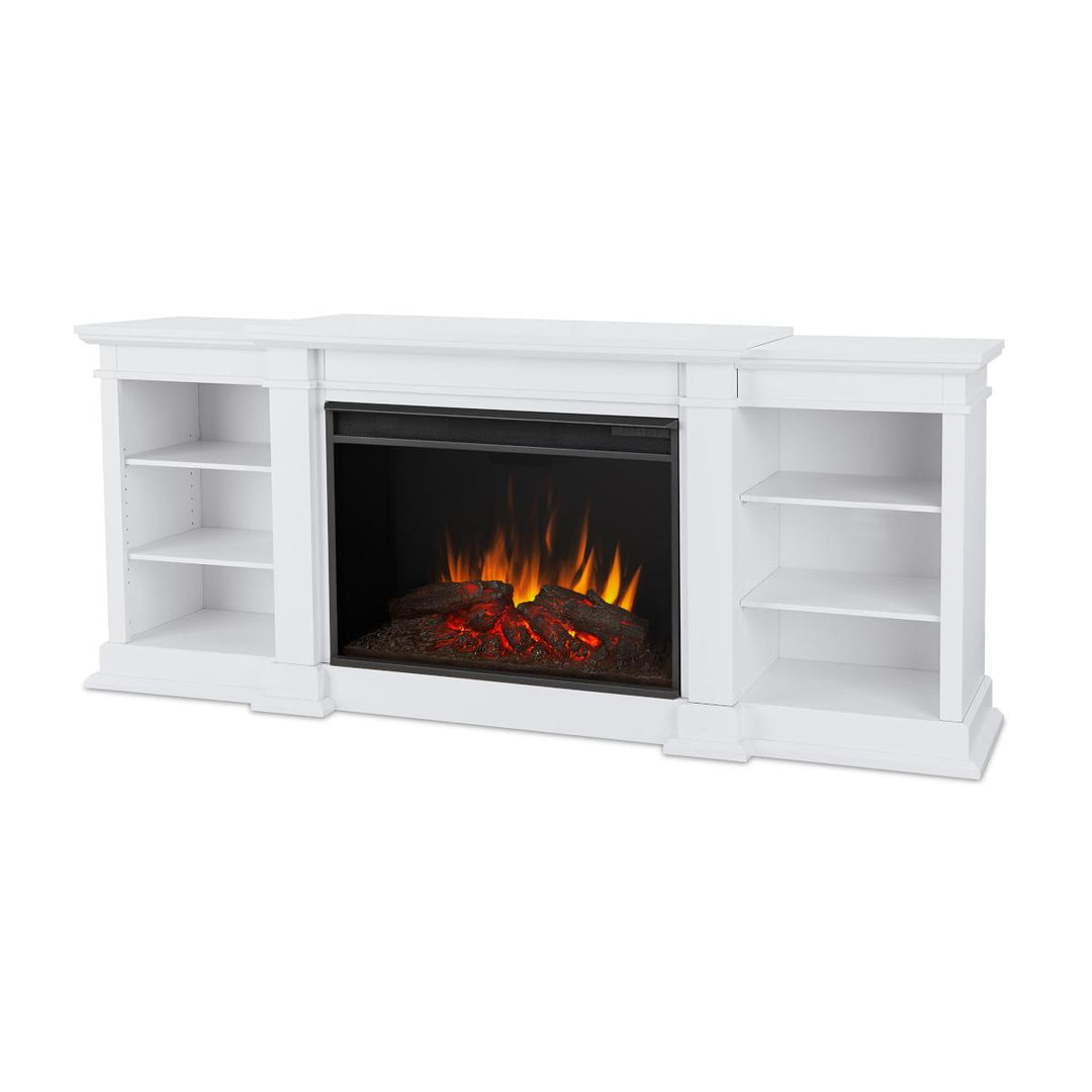 Real Flame Eliot Media Console in White with Grand Electric Fireplace - 1290E-W