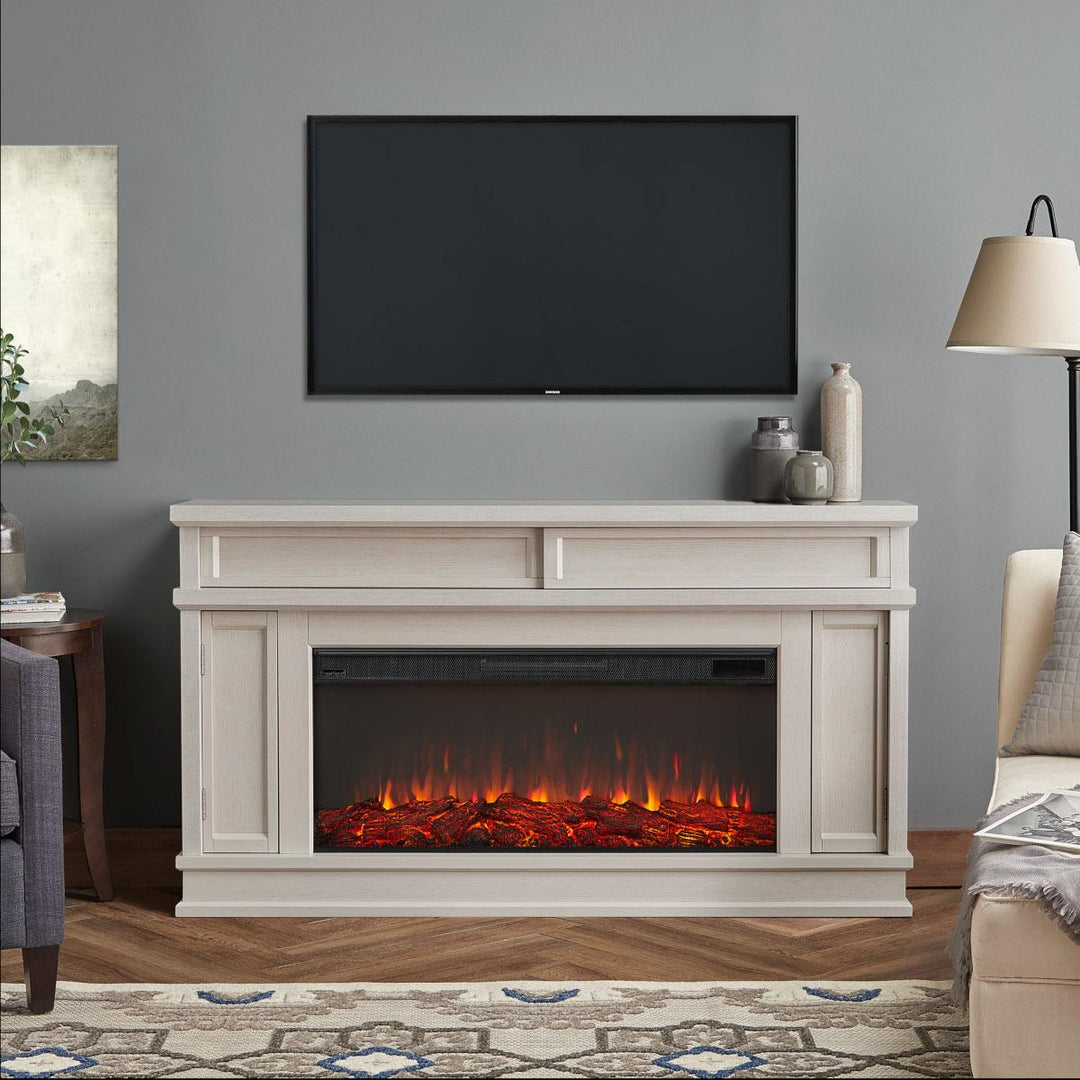 Real Flame Torrey Media Cabinet with Landscape Electric Fireplace- 4020E-BNE