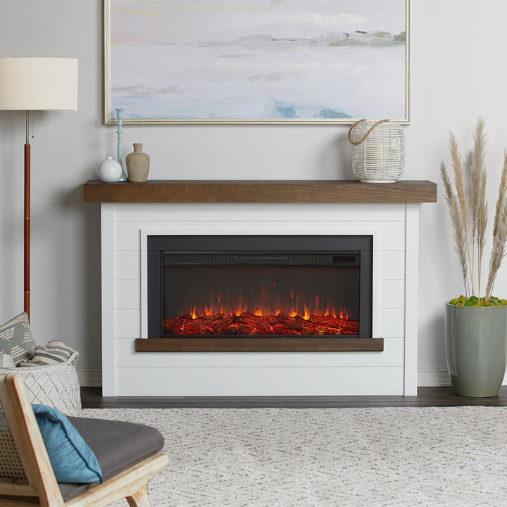 Real Flame Bernice Mantel with Landscape Electric Fireplace - 4220E-W