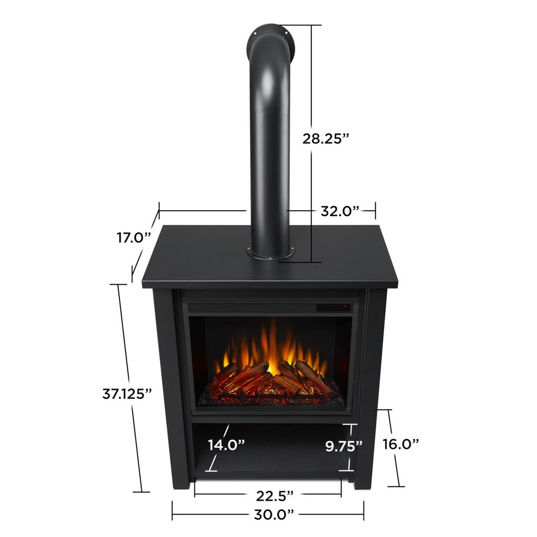 Real Flame Hollis Stove in Black with Electric Fireplace - 5005E-BK