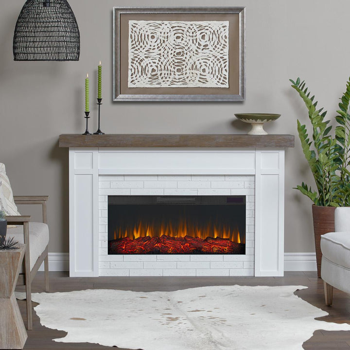 Real Flame Cravenhall Mantel with Landscape Electric Fireplace - 5510E-W