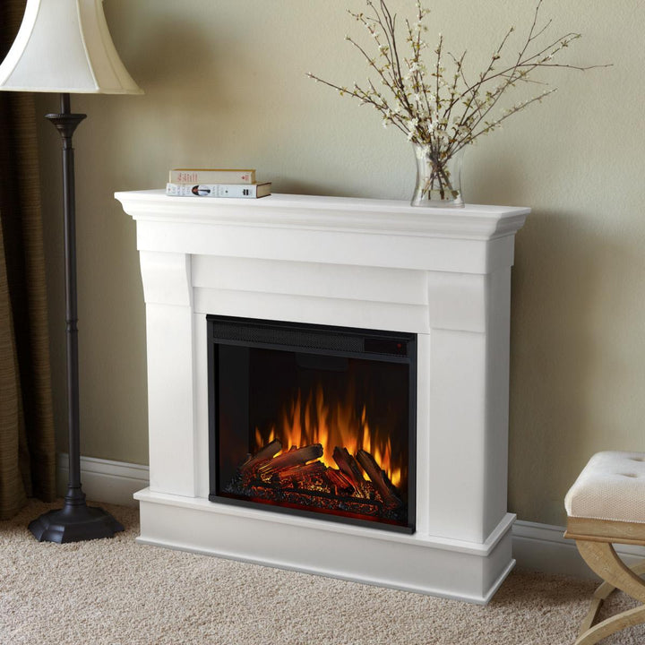 Real Flame Chateau Mantel with Electric Fireplace Insert - 5910E-W