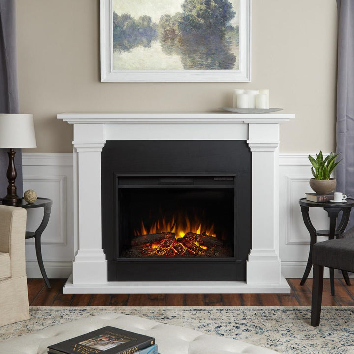 Real Flame Callaway Mantel with Grand Electric Fireplace - 8011E-W