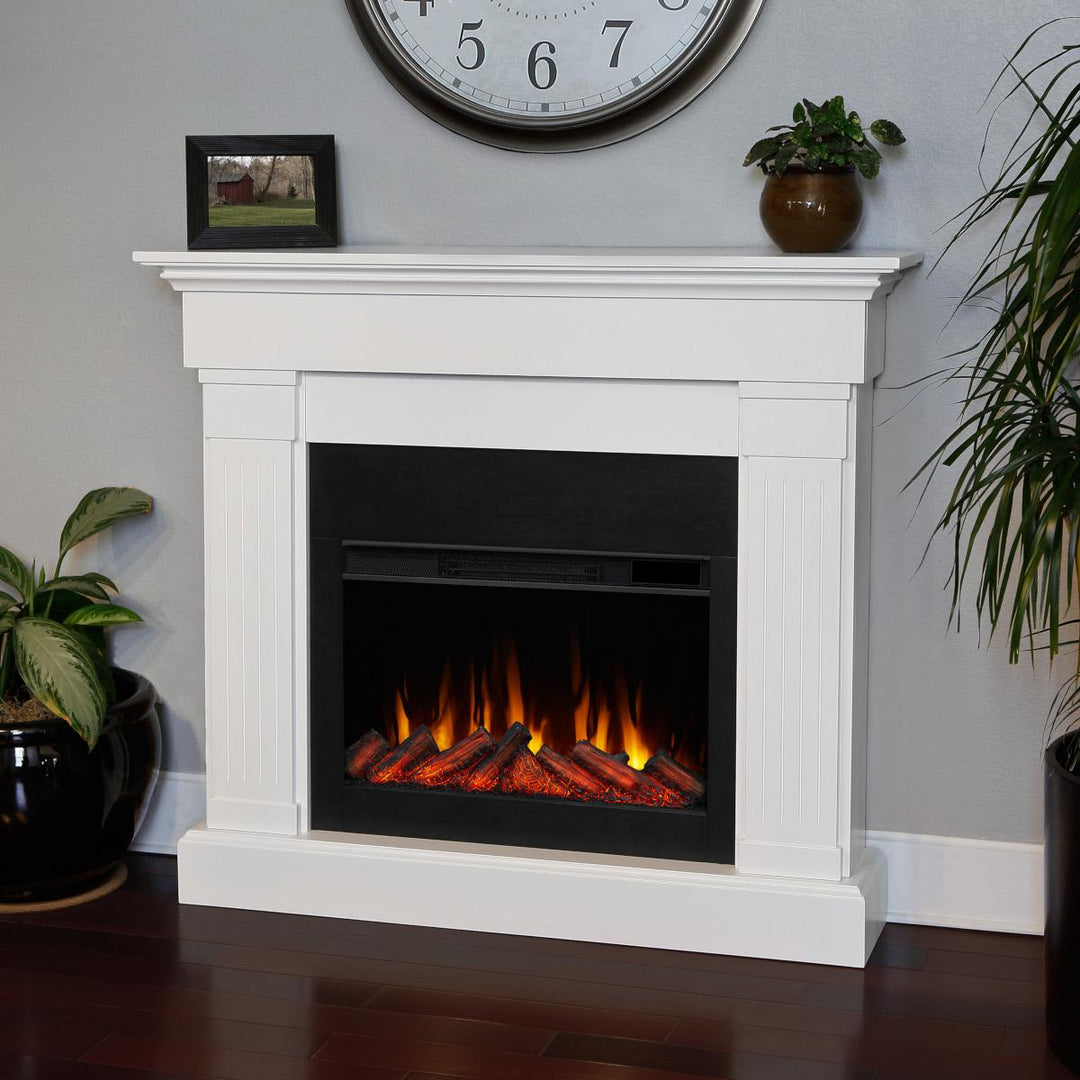 Real Flame Crawford Slim Mantel with Electric Fireplace - 8020E-W