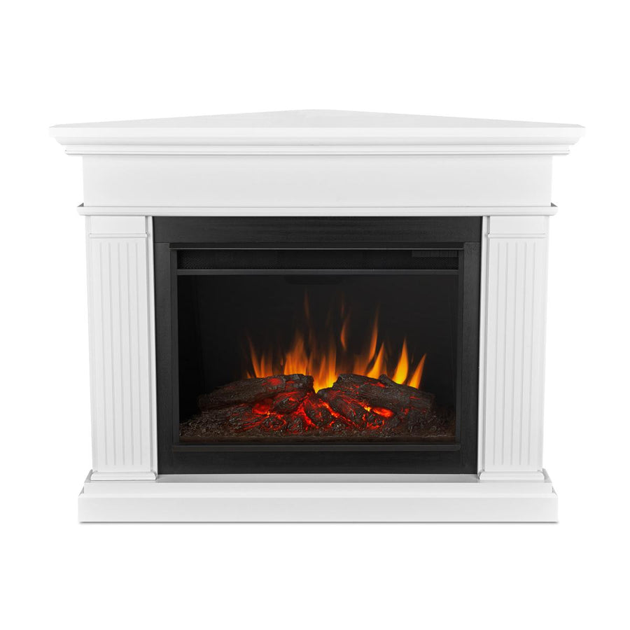 Real Flame Kennedy Grand Corner Mantel with Electric Fireplace - 8050E-W
