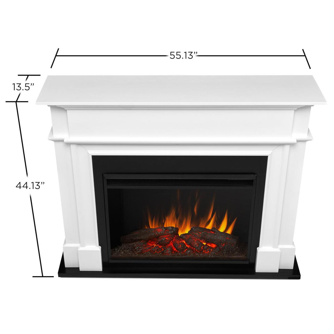 Real Flame Harlan Mantel with Grand Electric Fireplace - 8060E-W