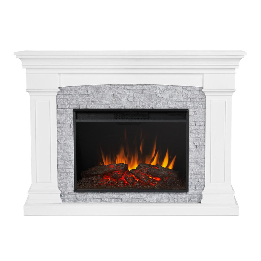 Real Flame Deland Mantel with Grand Electric Fireplace - 8290E-W