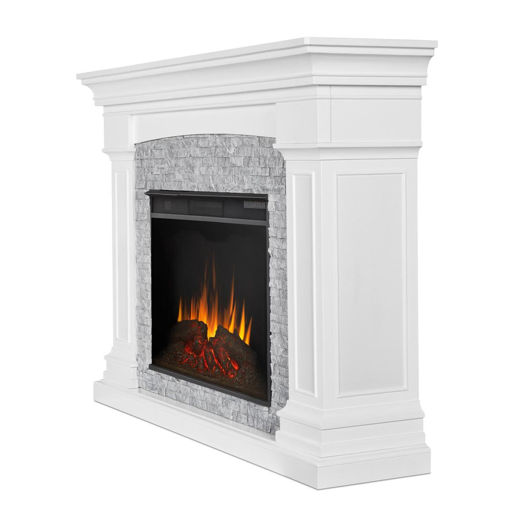 Real Flame Deland Mantel with Grand Electric Fireplace - 8290E-W