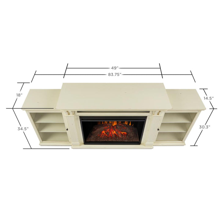 Real Flame Tracey Distressed White Media Console with Grand Electric Fireplace - 8720E-DSW