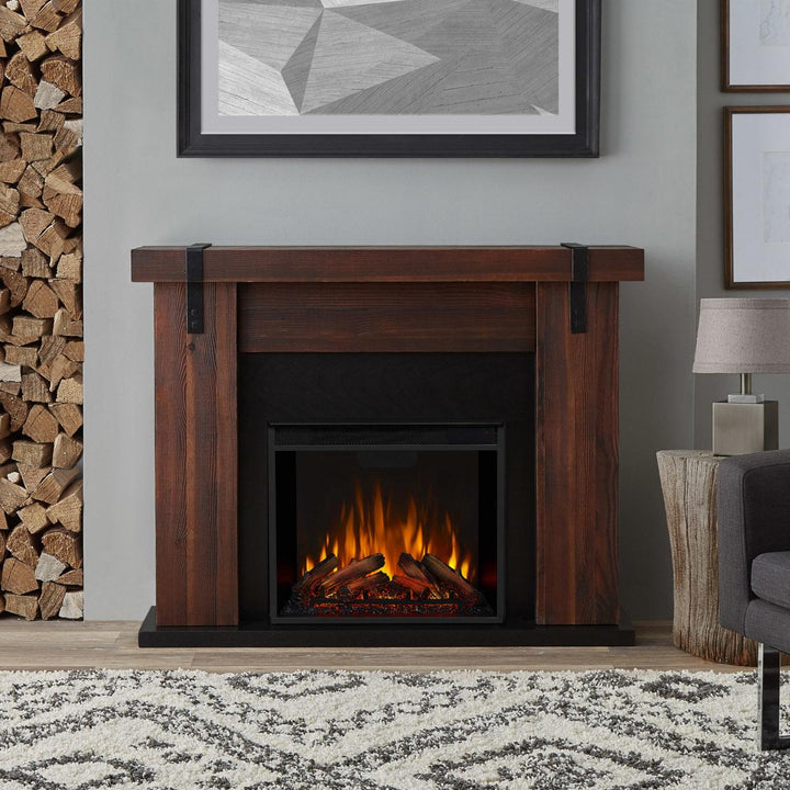 Real Flame Aspen Mantel with Electric Fireplace Insert - 9220E-CHBW