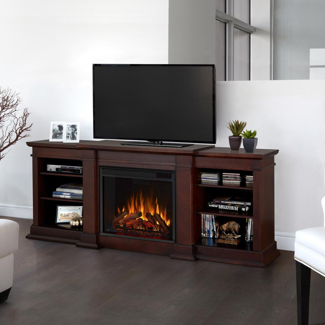 Real Flame Fresno Media Console in Dark Walnut with Electric Fireplace - G1200E-DW