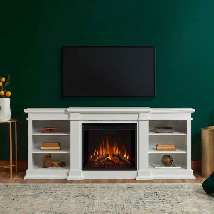 Real Flame Fresno Media Console in White with Electric Fireplace - G1200E-W