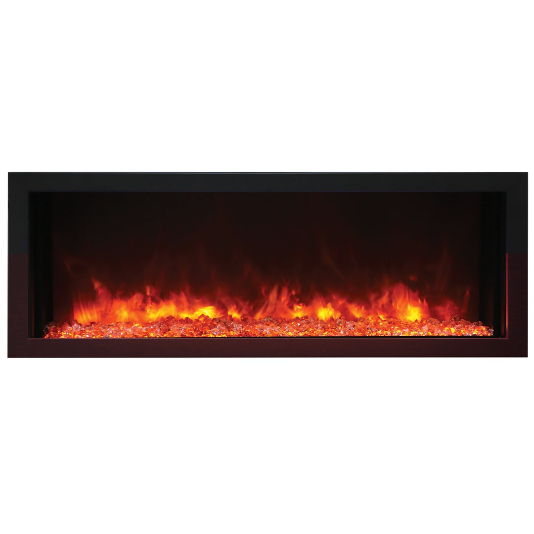 remii 45 inch contemporary electric fireplace with glass embers and orange flame on