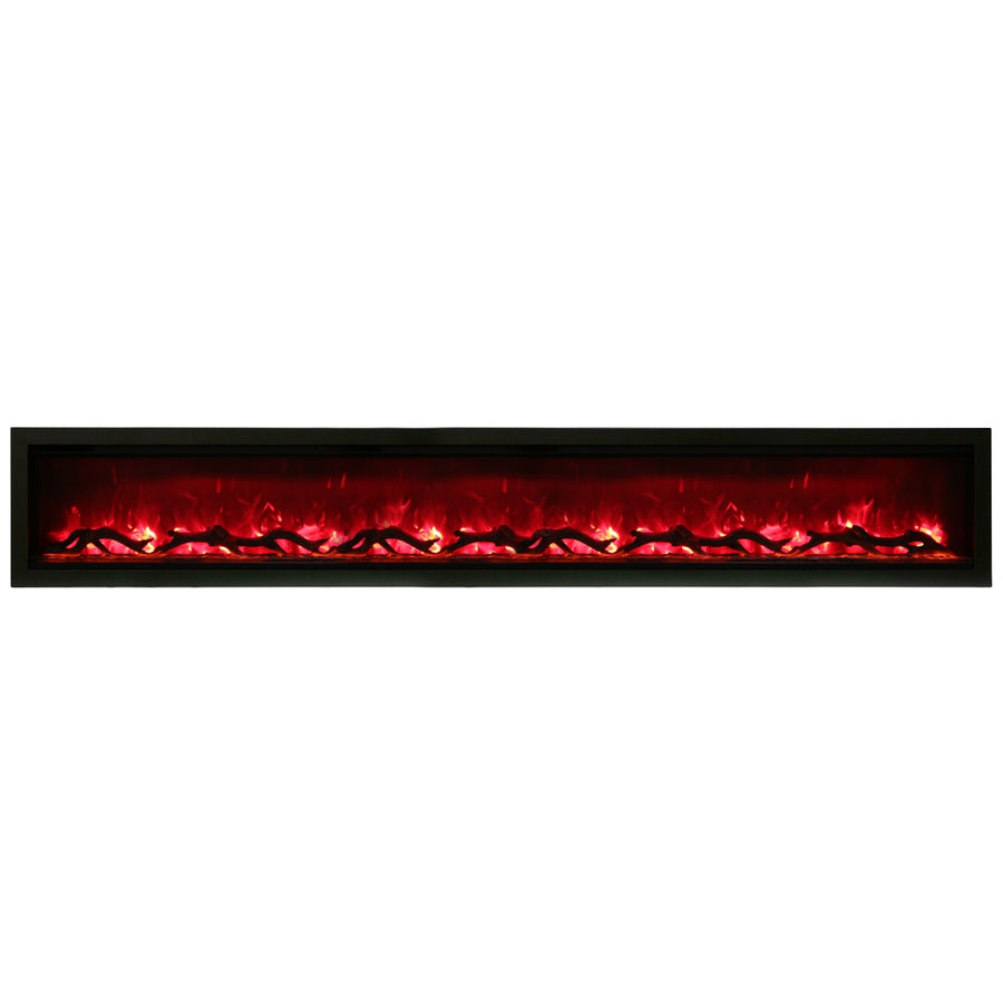 Amantii 100" Electric Fireplace, Built-in with log and glass - SYM-100