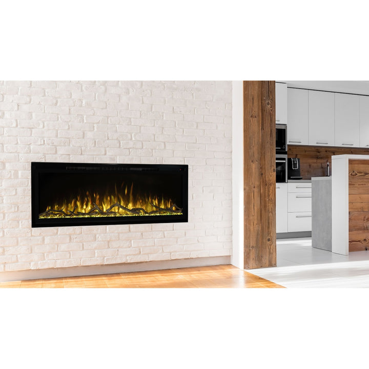 Modern Flames Spectrum Slimline SPS-50B Linear Electric Fireplace in Kitchen with Yellow Flames