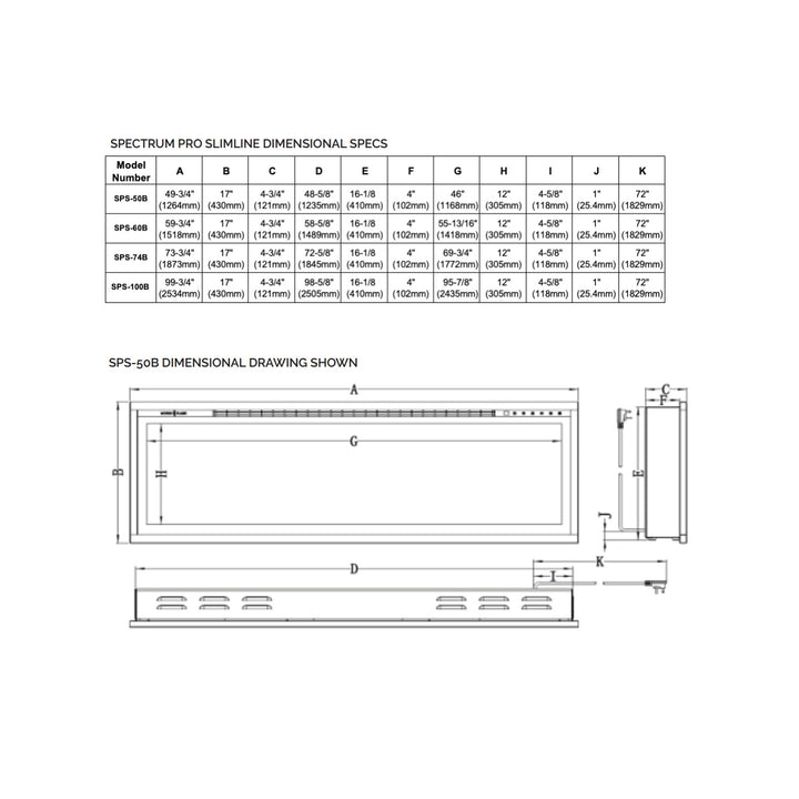 Modern Flames Spectrum Slimline Spec Sheet