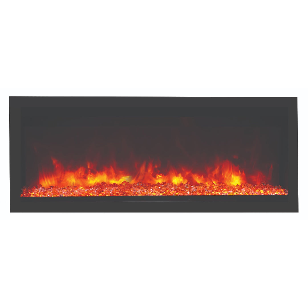 remii 55 inch extra tall contemporary electric fireplace with glass embers and orange flame on