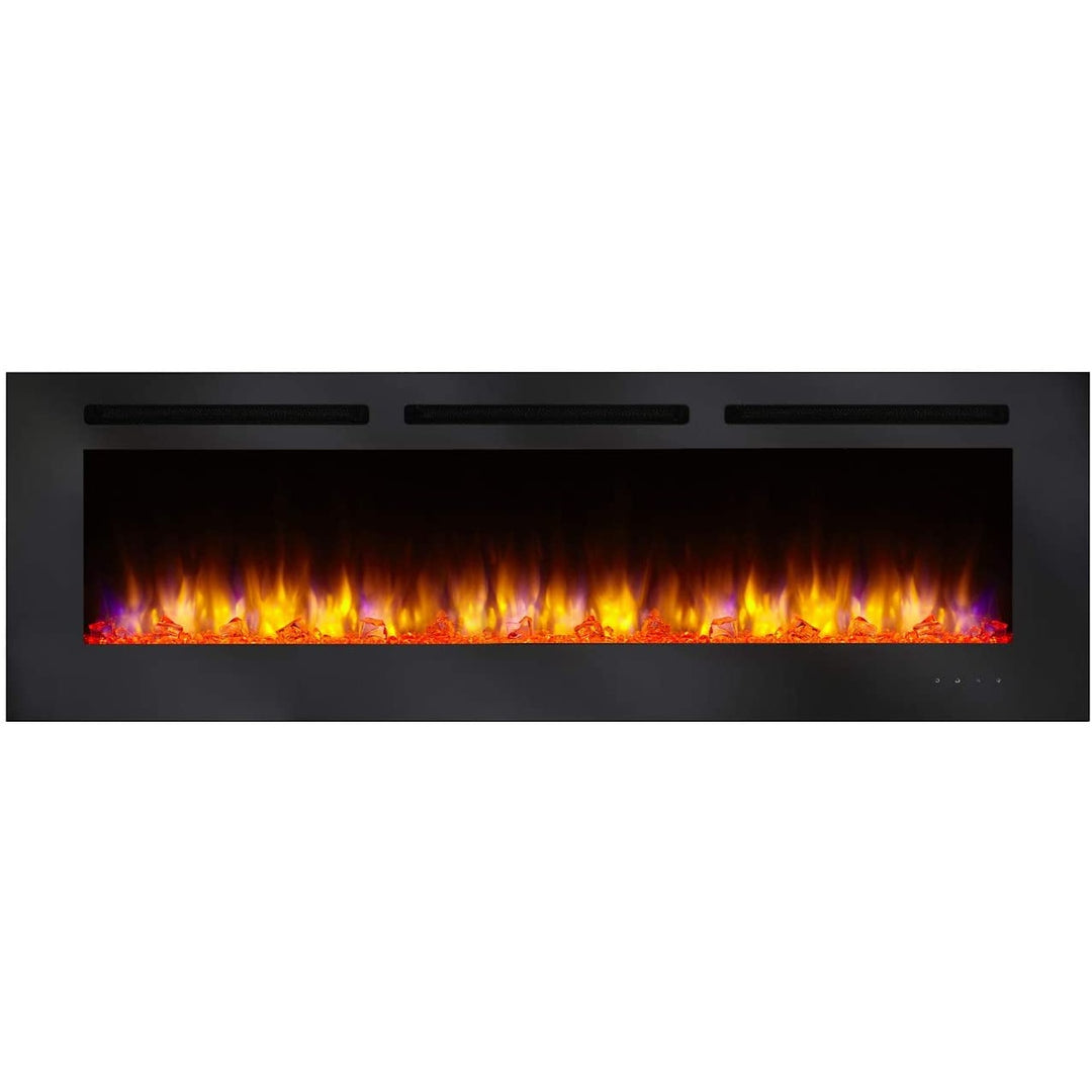 SimpliFire 60" Allusion built-in linear electric fireplace SF-ALL60-BK with orange flames